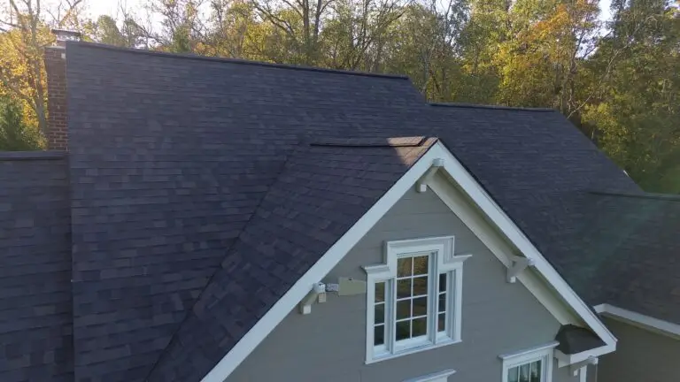 Gray shingle roof and window