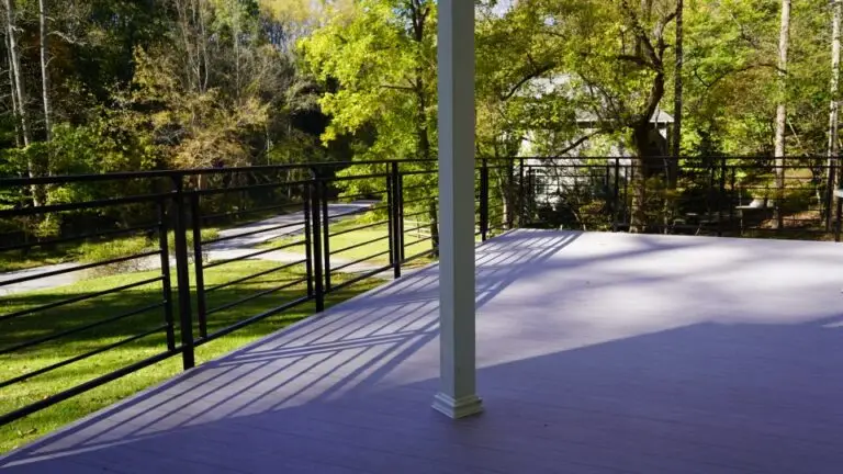 Sunny balcony with tree view