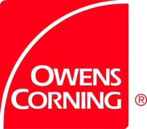 Owens Corning logo in red and white colors.